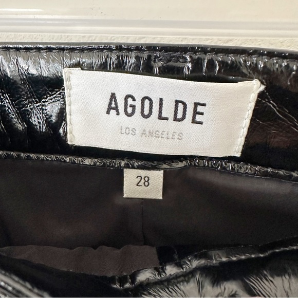 Agolde Recycled Leather Liv Mini Skirt in Black Patent NWT - Picture 6 of 7